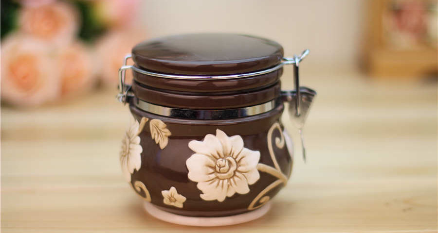 Flower Bud ceramic storage jar